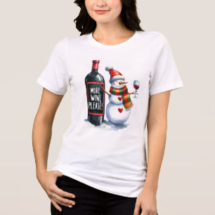 Mehr Wein bitte lustig Snowman trinken Wein Tri-Blend Shirt