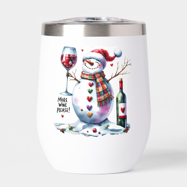 Mehr Wein bitte Snowman trinken Wein (Vorderseite)