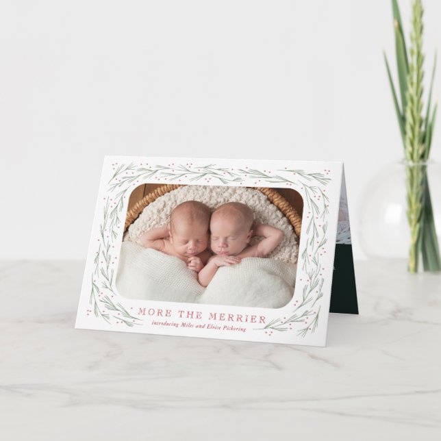 Mehr zum Merrier Twin Birth Ankündigung Weihnachte (Vorderseite)