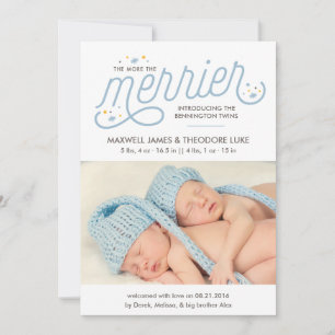 Mehr zum Merrier Twins Birth Announcement Foto Ankündigung