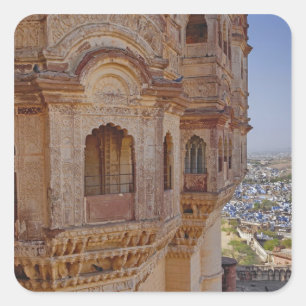 Mehrangarh-Festung überragt Jodhpur, Die Blaue Quadratischer Aufkleber