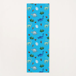 Mehrere Dinosaurier-Arten im türkisfarbenen Hinter Yogamatte