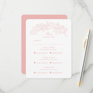 Mehrere Ereignisse Victorian Pink Romantische RSVP Karte