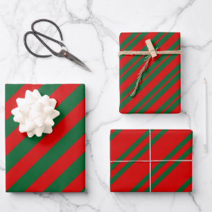 Mehrere Farbstreifenmuster DIY Farbfarben Grün rot Geschenkpapier Set