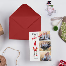 Mehrere Fotos mit illustriertem Santa Feiertagskarte