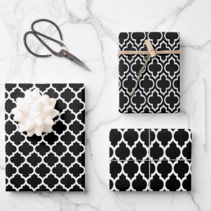 Mehrere marokkanische Muster DIY-Farben Schwarz-we Geschenkpapier Set