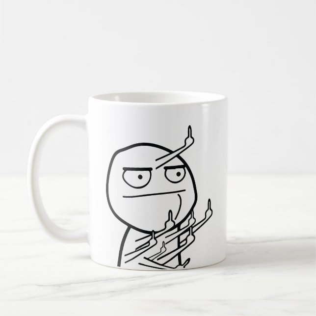 Mehrere Mittelfinger Rage Face Meme Tasse (Links)