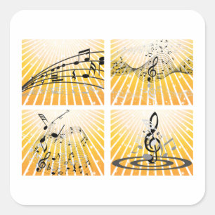 Mehrere Musiknoten Quadratischer Aufkleber