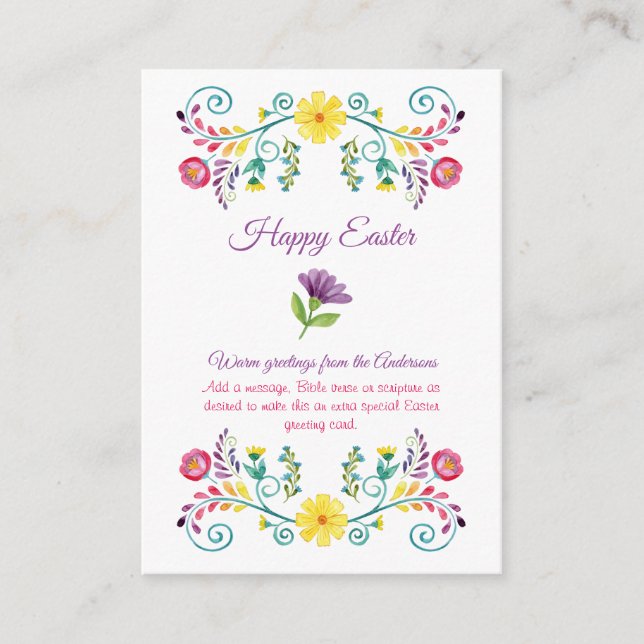 Mehrere Osterkarten 100 FOTO FOLK FLORAL Budget Hinweiskarte (Vorderseite)