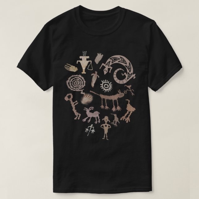 Mehrere Petroglyphen Felsschnitzereien T-Shirt (Design vorne)