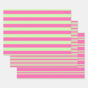 Mehrere Stripe-Muster DIY-Farben Sellerie-Pink Geschenkpapier Set