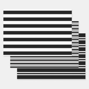 Mehrere Stripe-Muster DIY-Farben Weiß Schwarz Geschenkpapier Set