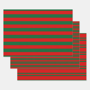 Mehrere Stripmuster DIY Farben Grün Rot Geschenkpapier Set