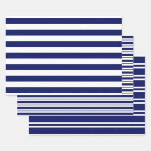 Mehrere Stripmuster DIY Farben Weiß Blau Geschenkpapier Set