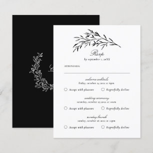 Mehrere Veranstaltungen Vintage Schwarz Laub Blatt RSVP Karte