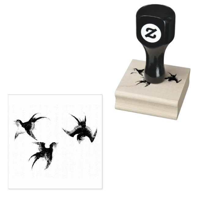 Mehrere Vintage japanische Vögel Gummistempel (Stempel)