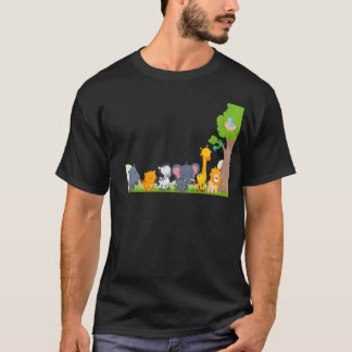 Mehrere Zoo-Tiere Löwe Giraffe Elefant Freunde T-Shirt