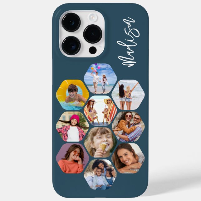 Mehrfach-Foto-Collage Einfache moderne personalisi Case-Mate iPhone Hülle (Rückseite)