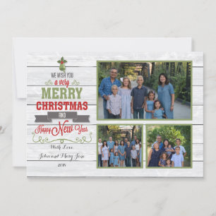 Mehrfach-Foto Rot Grün Weihnachtskarte Einladung