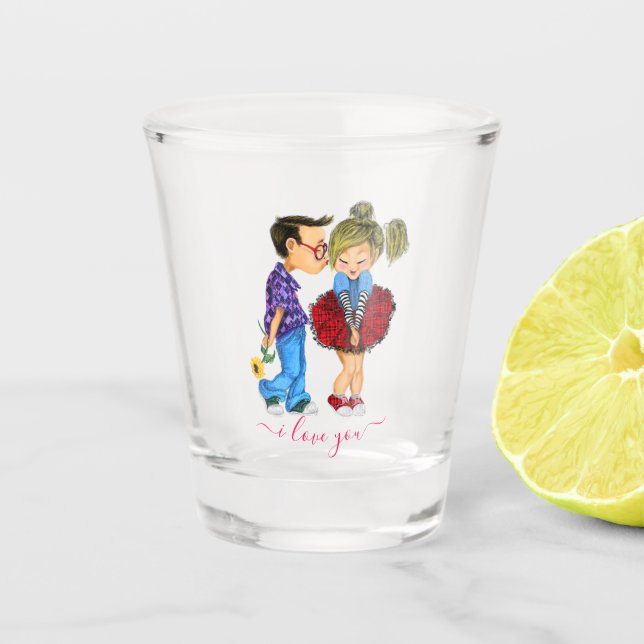 Mehrfach-Schießglas mit Text - I Liebe You Schnapsglas (Vorderseite)
