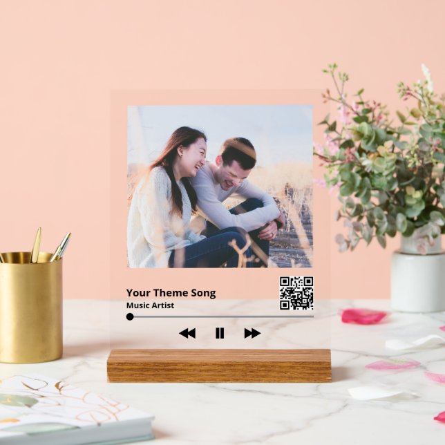 Mehrfache Foto Music Plaque QR Code Acrylschild (Hochzeit)