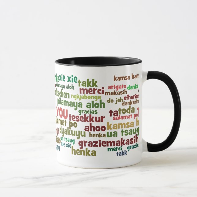 Mehrfache Weisen zu sagen danken Ihnen in vielen Tasse (Rechts)