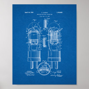 Mehrfachelektrodenvakuum-Tube-Patent - Blueprint Poster