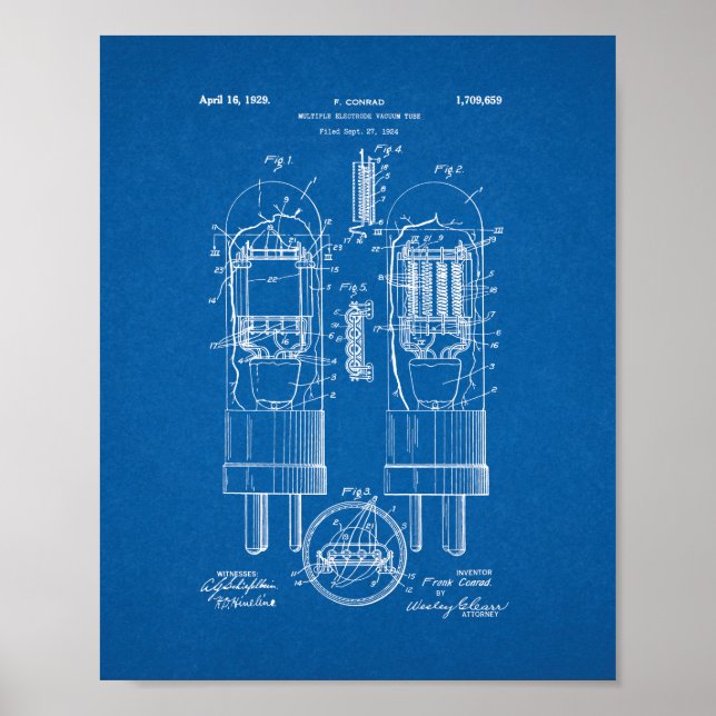 Mehrfachelektrodenvakuum-Tube-Patent - Blueprint Poster (Vorne)