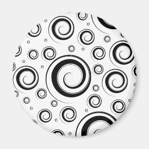 Mehrfacher Wirbel Schwarzweiss Magnet