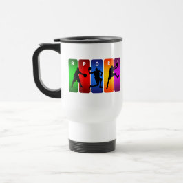 Mehrfarbenbasketball-Emblem Reisebecher