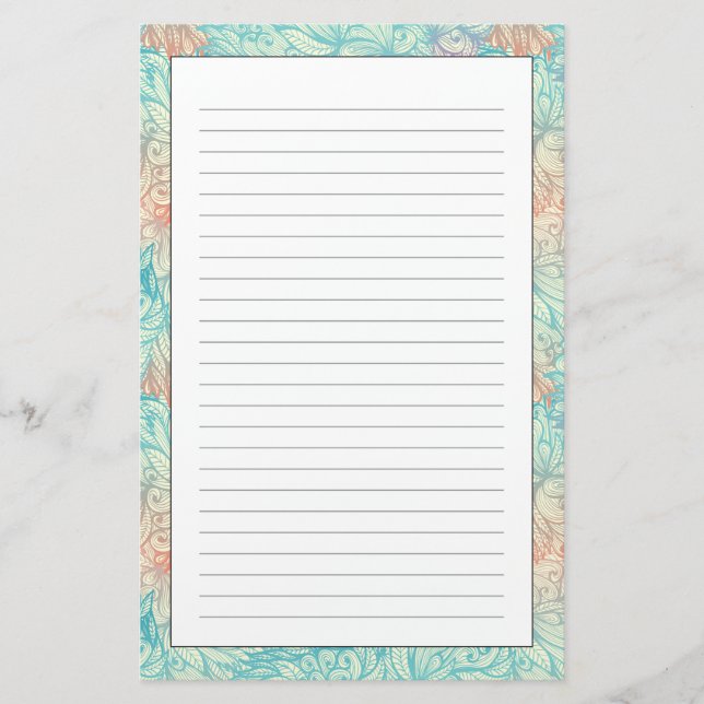 Mehrfarbenblumengekritzel-Muster Briefpapier (Vorderseite)