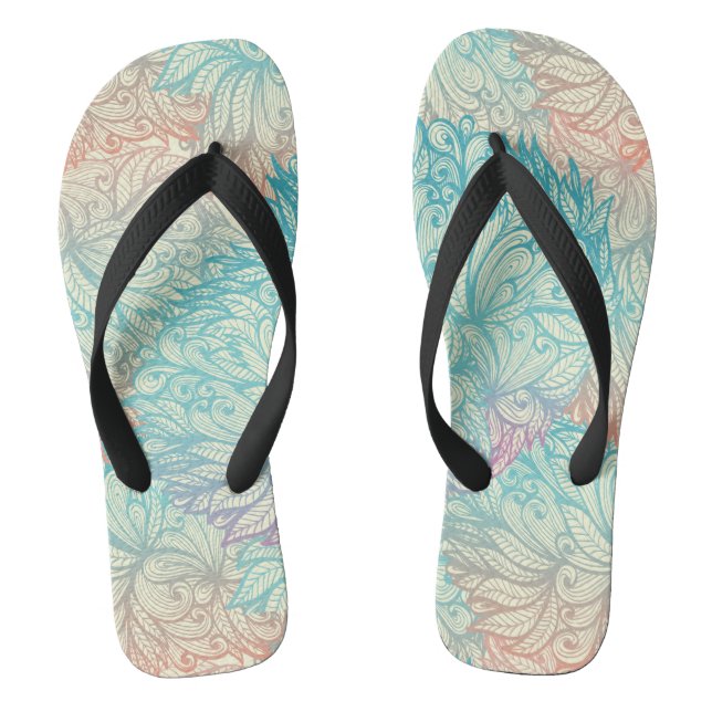 Mehrfarbenblumengekritzel-Muster Flip Flops (Fußbett)
