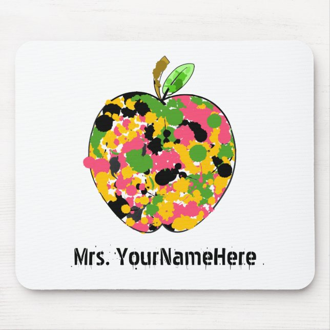 Mehrfarbenfarben-Spritzer-Apple-Lehrer Mousepad (Vorne)