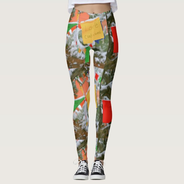 Mehrfarbengebet kennzeichnet "Liebe fortfährt " Leggings (Vorderseite)