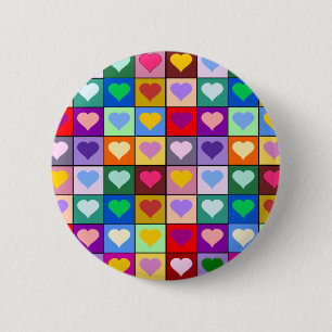 Mehrfarbenherz-Quadrate Button