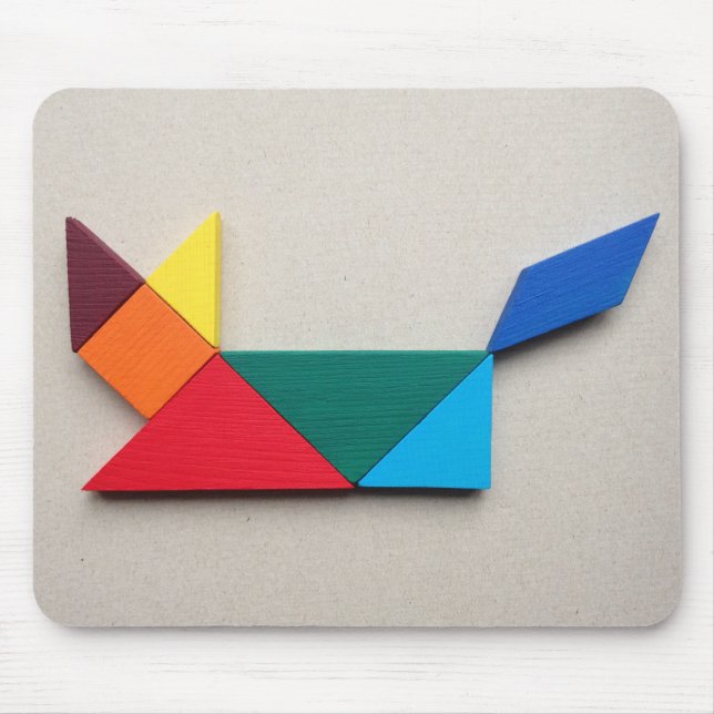 Mehrfarbenkatze Tangram Mousepad (Vorne)