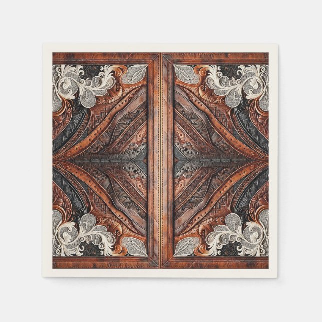 Mehrfarbenleder und elegante Spitzen Rustikale Hoc Serviette (Vorderseite)