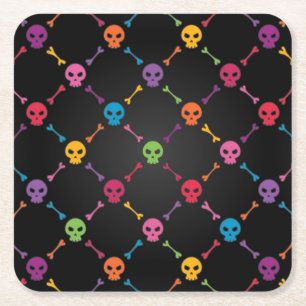 Mehrfarbenmuster mit den Schädeln Rechteckiger Pappuntersetzer