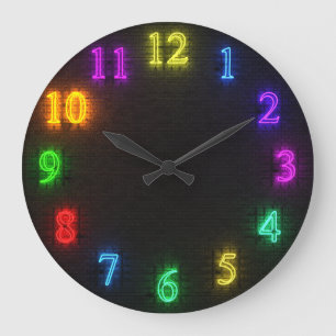Mehrfarbenneonuhr 3D Große Wanduhr