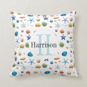 Mehrfarbenseemonogramm der seeMuschel- Kissen