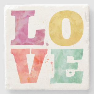 MehrfarbenWatercolor LIEBE Untersetzer