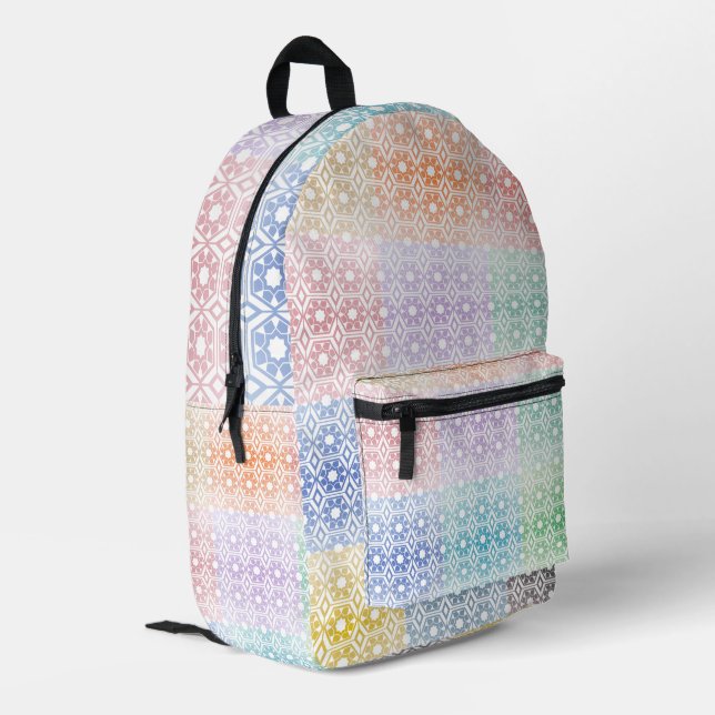 Mehrfarbig Bedruckter Rucksack (Rückseitige Ecke links)