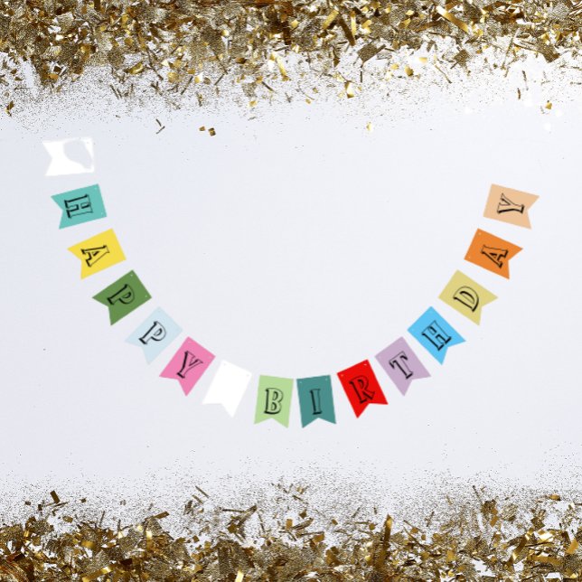 Mehrfarbig Happy Birthday Party Bunting Flags Wimpelkette (In Situ Party)