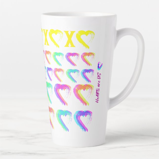 Mehrfarbig Hearts Latte Tasse (Rechts)