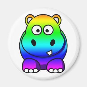 Mehrfarbig, Regenbogen Hippo Magnet