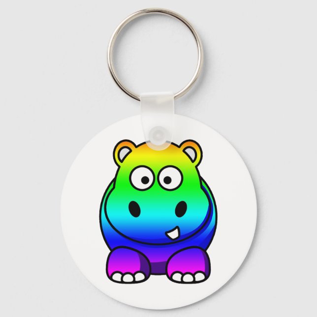 Mehrfarbig, Regenbogen Hippo Schlüsselanhänger (Vorderseite)