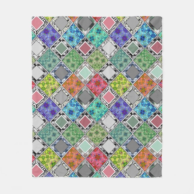 mehrfarbig , rustikal , Patchwork , Patchwork , Pa Fleecedecke (Vorderseite)