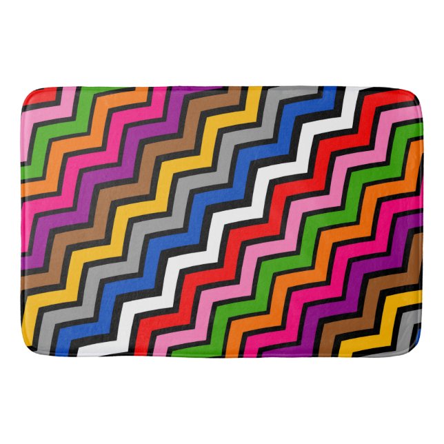 Mehrfarbig Zigzag Zickzack Black Design Badematte (Vorderseite)