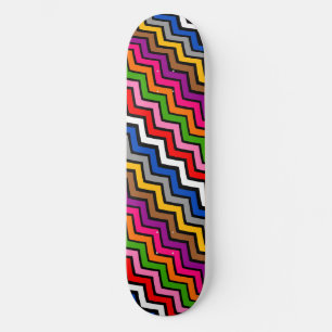 Mehrfarbig Zigzag Zickzack Black Design Skateboard