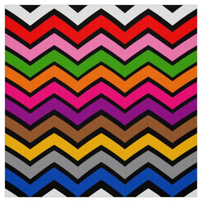 Mehrfarbig Zigzag Zickzack Black Design Stoff (Muster)